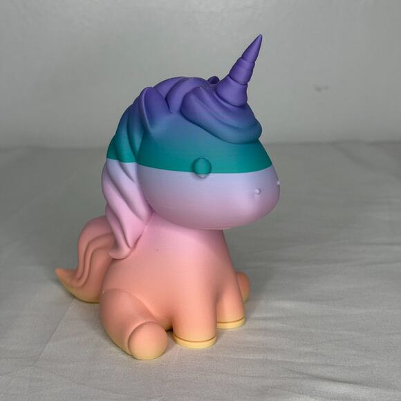 Pastel Rainbow Unicorn Figure Kawaii Desk Decor Kid Gift 5" Plastic - Picture 1 of 5